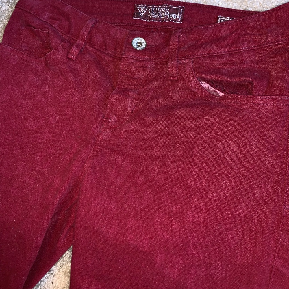 Brittany skinny ankle animal print guess merlot